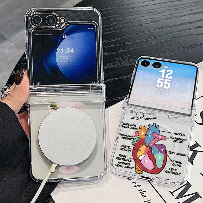 Hinged Magnetic Phone Case For Samsung Z FlIP 7 FE 6 5 Colorful Buttons Blocks Print Folding Phone Cover For Galaxy Z Flip7 Flip6