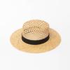 European and American spring and summer new fashion casual hand-woven hollow fleece webbing raffia flat top hat outdoor sunshade straw hat