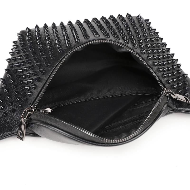 Multifunktionale Herren Hüfttaschen Bauchtasche PU-Leder Wander-Umhängetasche für Herren Mode Nieten-Design Herren-Gürteltasche
