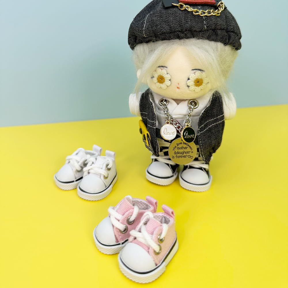 niannyyhouse 10cm Plush Canvas Shoes (Shoe Length: Approx. 3.8cm) Cotton Doll Dress-Up Accessories (a-2)