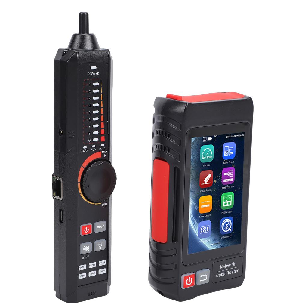 Network Cable Tester Multifunction RJ45 UTP Ethernet Cable 4in IPS Touch Screen Support Network Tools VFL OPM POE++