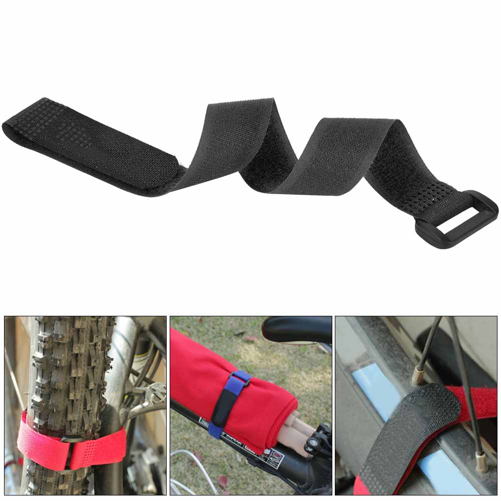 5 pcs Nylon Adhesive Tape Bicycle Handlebar Strap Cycling Bike Air Pump Tie Rope(black)