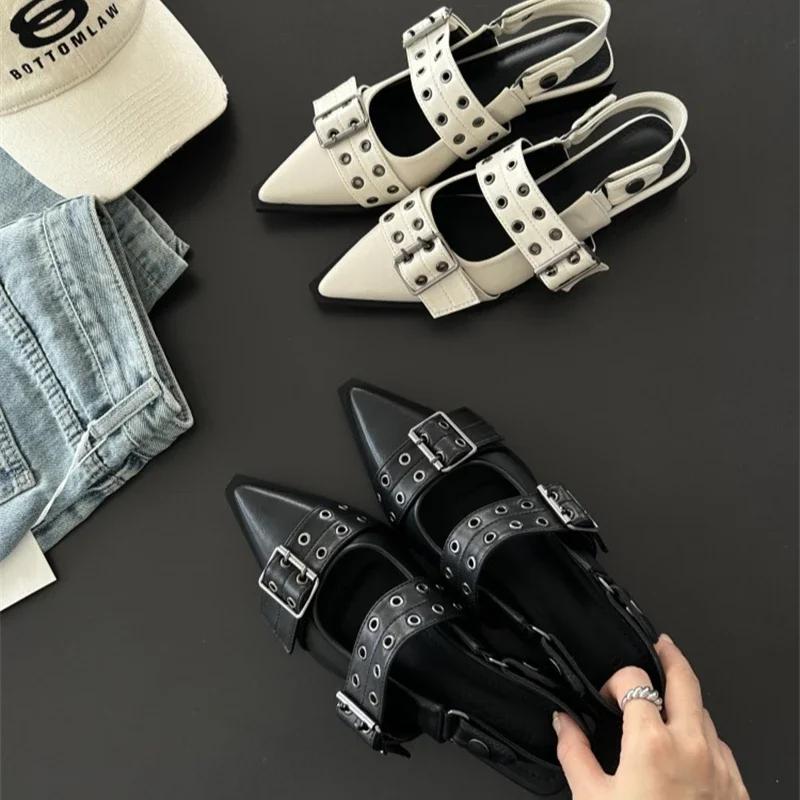 Fashion 2025 Summer Sandals Gothic Thick High Heels Women's Street Style Mid-high Heel Punk Retro Sandals High Heels Sandalias De Mujer