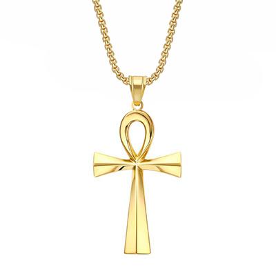 Ancient Egypt Ankh Cross Charm Pendant Gold Silver Color Stainless Steel Amulet Necklaces For Women Men Egyptian Jewelry Gifts