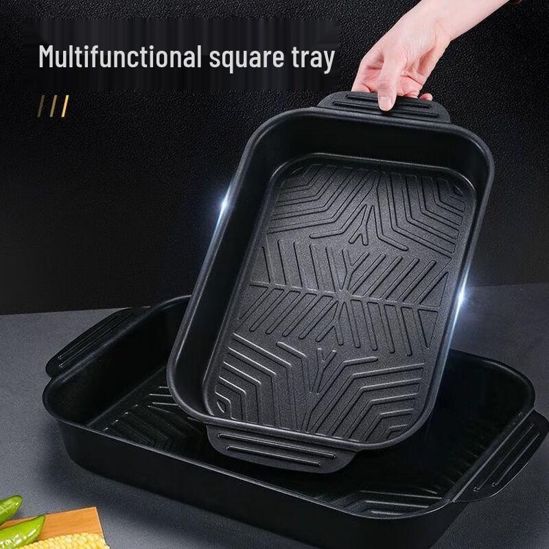 ZISIZ Non-Stick Rectangular Grill & Roast Plate for Induction Cooker