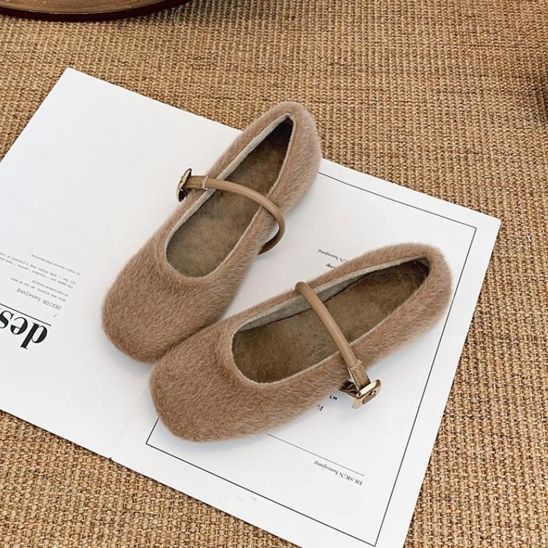 Autumn Winter Women Fur Mary Jane Shoes Fashion Internal Elevation Shoes Ladies Comfort Warm Short Plush Shoes