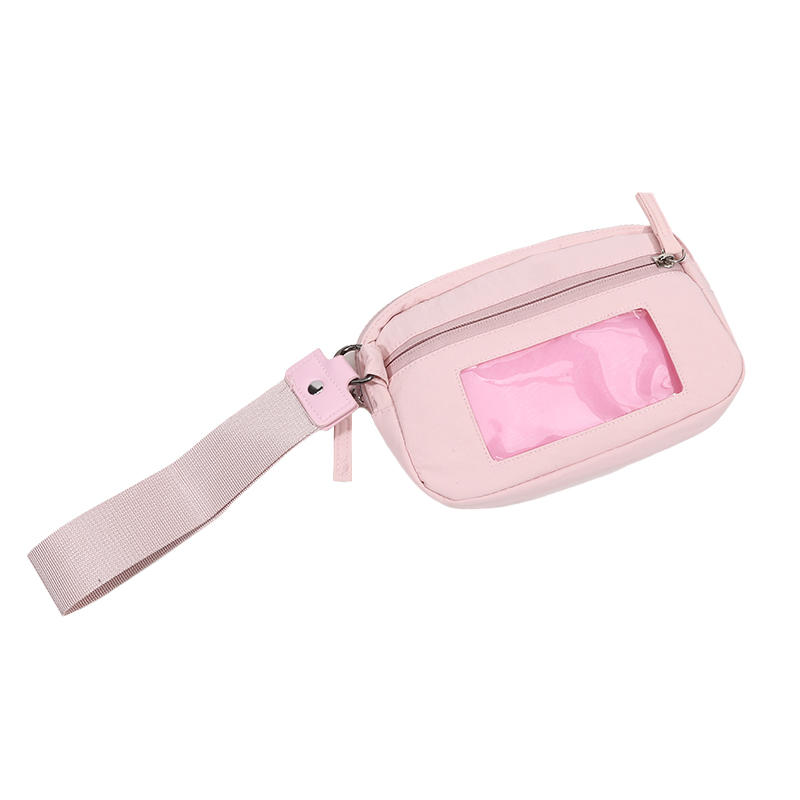 Women's Keychain Wallet The Wallet Zip Waterproof Nylon Card Wallet Pouch Wristlet Zip Card Case With Clear ID Window