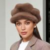 Winter Beret French Style Solid Color Design Versatile Wide Brim Hat Warmth Octagonal Hat Elegant One Size