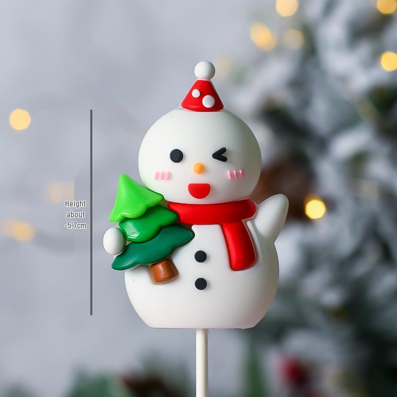 Popular Soft Glue Christmas Cake Ornaments: Santa Claus & Snowman Inserts for Holiday Party Desserts