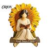 Warm Home Decor Accent Piece Wooden Reading Girl Figurine, Stable Pastoral Style Statue Desktop Artistic Ornament for Shelves Decor, Healing Ornament,