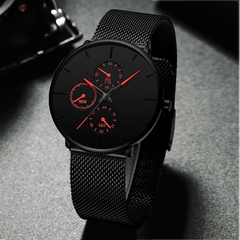 Wish watch fashion temperament mesh belt men s watch business quartz watch three-eye men s watch