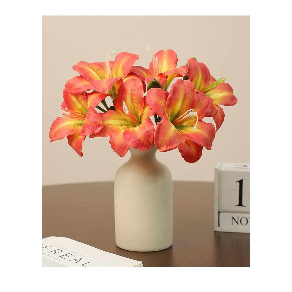 Two Head Silk Orchid Artificial Flower Bouquet with Bendable Stems for Wedding