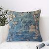 1Pc Of Short Plush Decorative Pillow Cover Featuring An Vintage French Chinoiserie Design In Blue, With Single-Sided Printing. I
