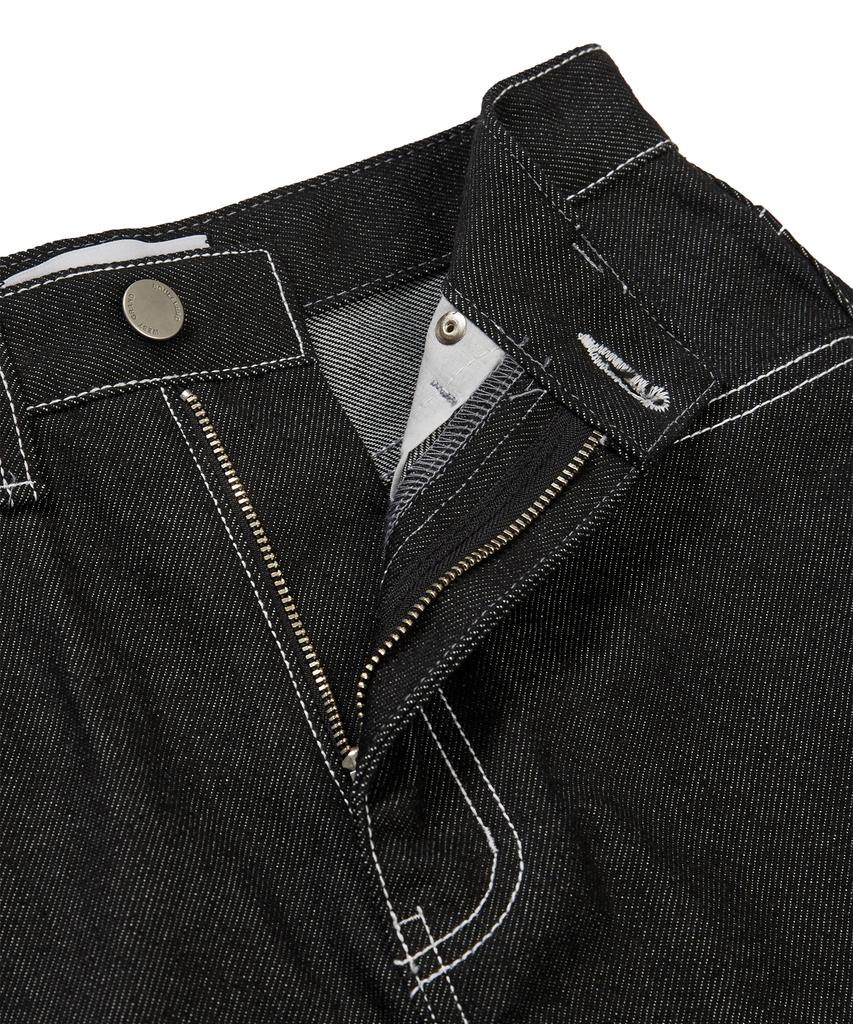 West Grand Boulevard Contrast Raw Denim Mini Skirt Black Indigo