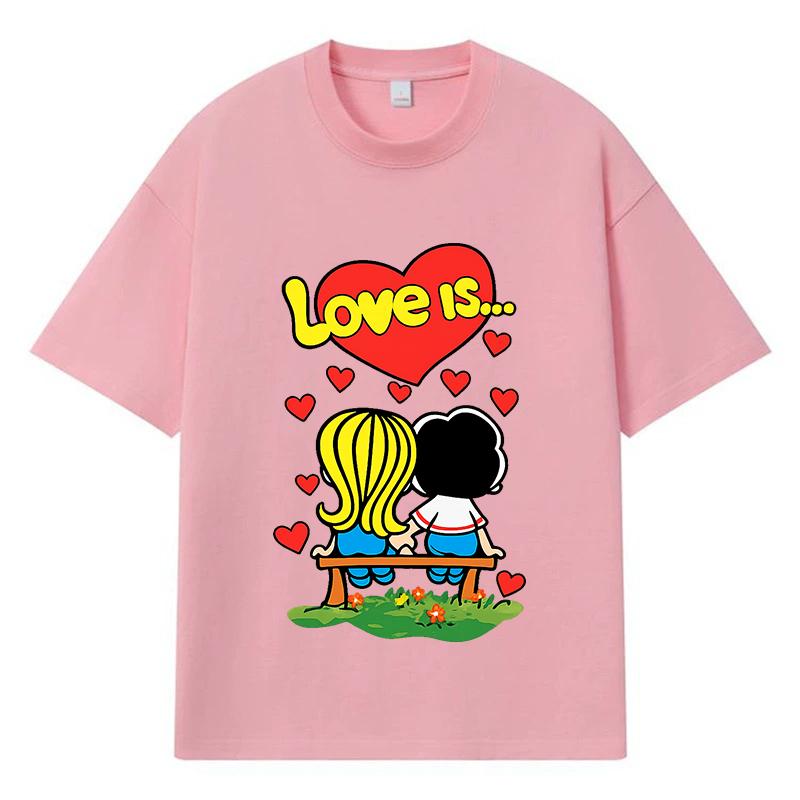 2026 Love Is Graphic Y2k Harajuku Streetwear 100% Cotton T Shirt Casual Oversized Summer Men T-shirt
