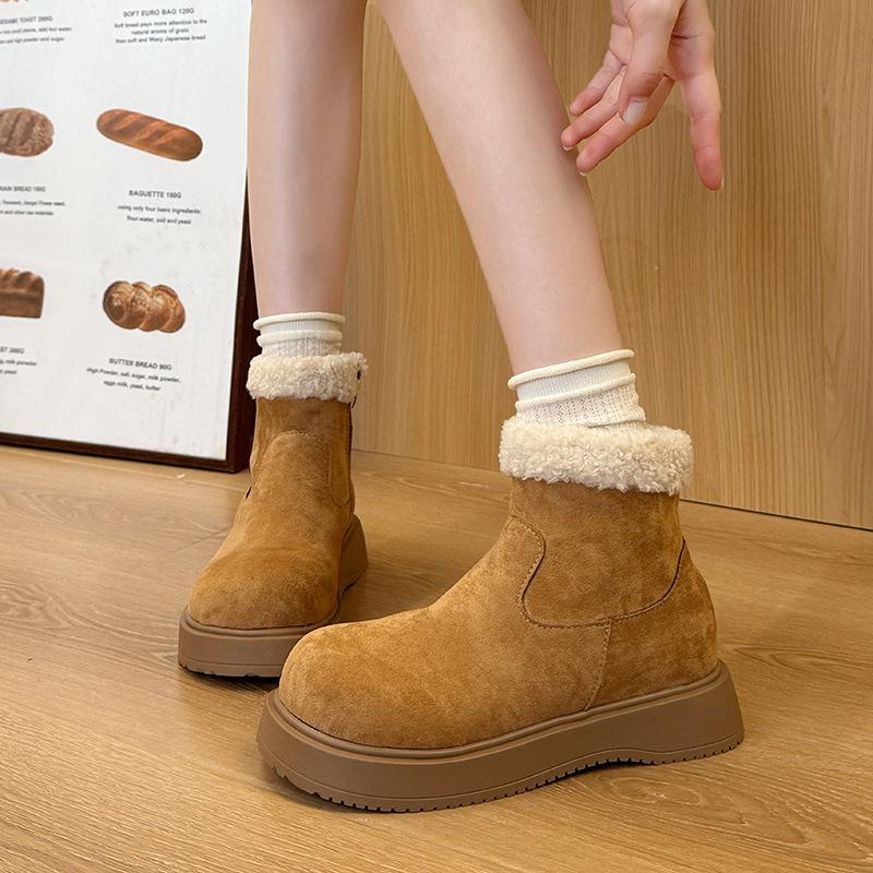 Women's thick-soled winter fur as one lightweight warm anti-cold padded snow boots non-slip wear casual sneakers cotton boots