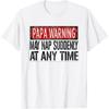 Mens Funny Papa Warning Sign - May Nap Suddenly At Any Time Short Sleeve T-Shirt