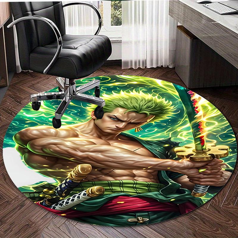 1pc Z-Zoro  Print Round Carpet Chair Round Carpet Suitable for Bedroom Living Room Home Decorative Carpet