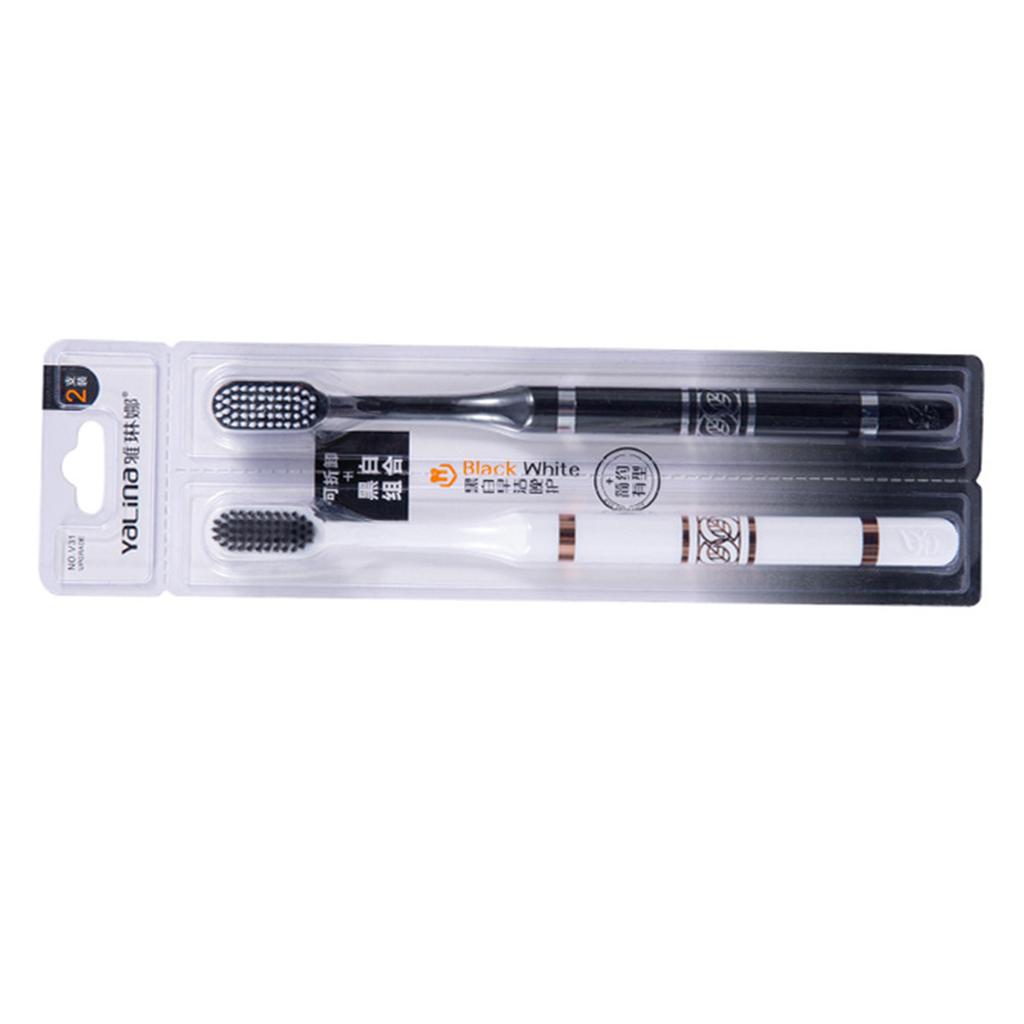 Couple Brush Set Black and White Toothbrush Comfortable Grip Suitable for Couples