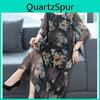 Womens Round Printed Skirt Loose Neck Dress Concealed Belly Thin Large Size Dress Long Printed Skirt Light And Breathable Fabric