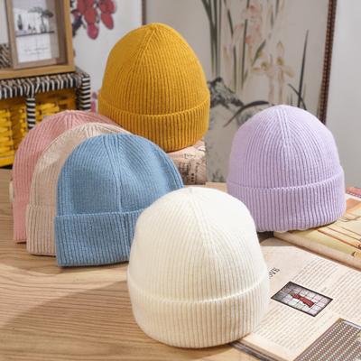 Hat for Women In Winter Light Plate Warm Solid Color Knitted Hat Korean Style Student Cute Couple Melon Skin Landlord Wool Hat Men