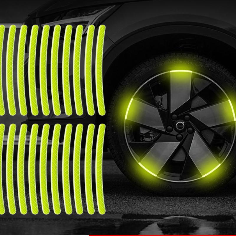 NEW 20pcs Car Hub Reflective Sticker Car Accessories Decorative Strips General for Use of Bicycle Automobile and Motorcycle Tyre