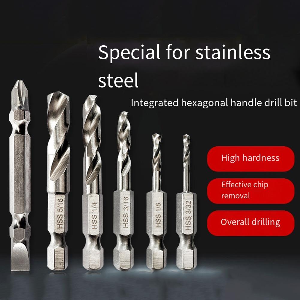 High-Speed Steel Hex Shank Short Drill Bit Set 5 Piece Precision Drilling For Metal Wood Plastic Drilling Power Tools