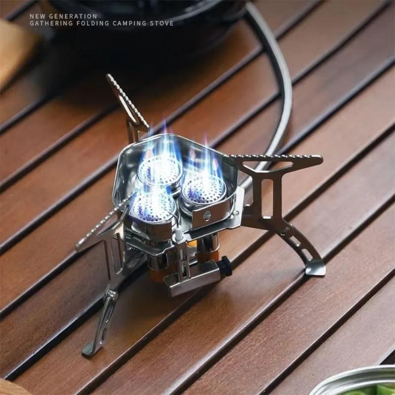 Portable Mini Square Stove Gas Stove Folding Card Stove Outdoor Cooking Utensils Barbecue Foldable Windproof Square Stove