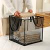 Large Foldable Square Mesh Laundry Hamper-Portable Dirty Clothes Basket with Handles,for Bathroom & Home Use Collapsible Laundry