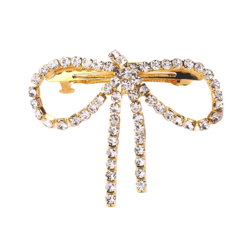 Vintage Ponytail Hair Clip Shiny Tassel Spring Clip Temperament Rhinestone Bow Hairpins  Party