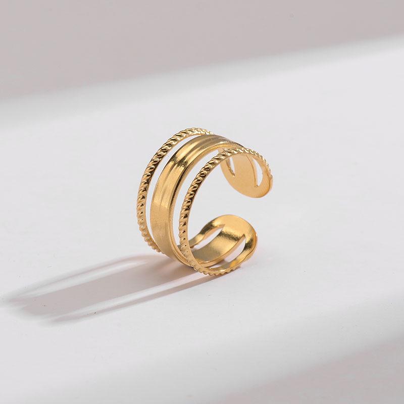 Korean-Style Geometric Titanium Steel Adjustable Index Ring