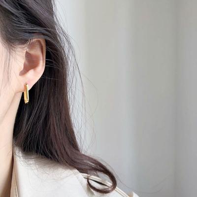 Damskie kolczyki w stylu koreańskim, personalizowane, owalne, geometryczne, temperamentne, galwanizowane dla kobiet