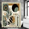 Modern Simple Leaf Sun Moon Phase Shower Curtain, Bathroom Decorative Shower Curtain, Waterproof Shower Curtain with Hooks