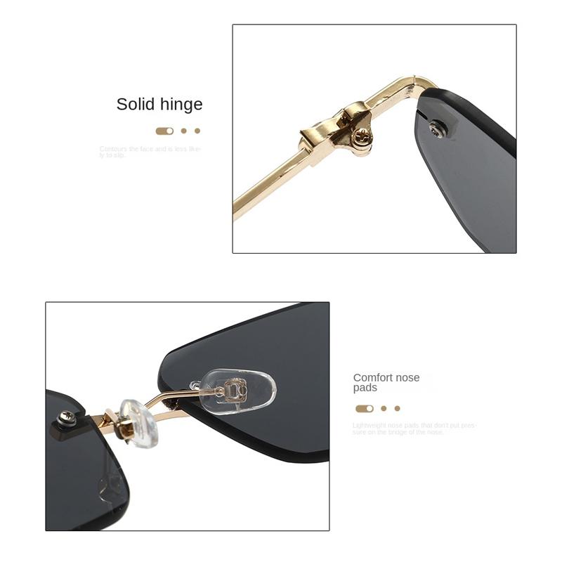 Fashion Men Women Sunglasses Rimless Metal Frame Vintage Beach Travel Outdoor Eyewear