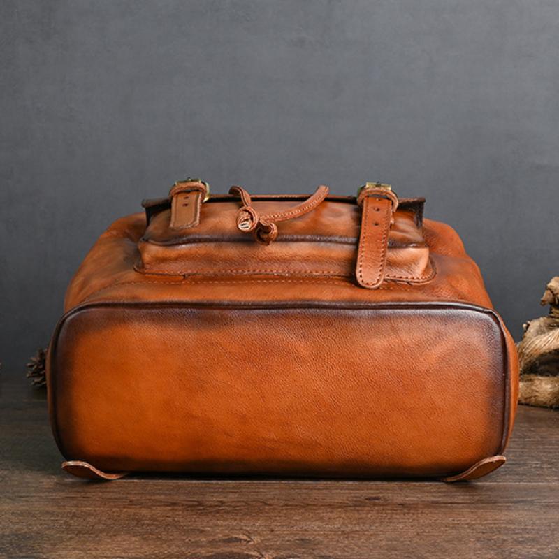 Johnature Genuine Leather Men Backpack Vintage Large Capacity Travel Bags Natural Real Cowhide Man Laptop Backpack