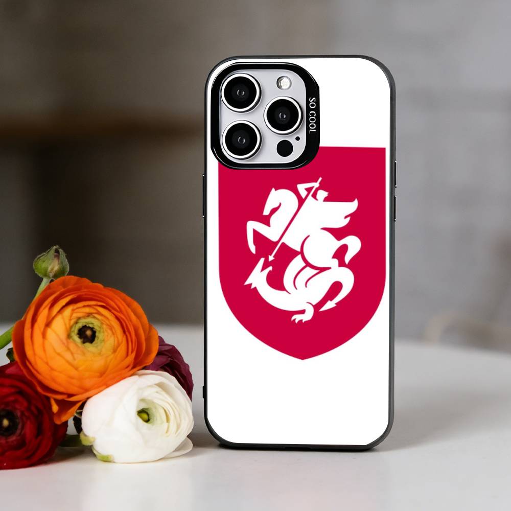 Georgia Flag Phone Case For iPhone 17,16,15,14,13,12,11 Plus,Pro Max,XS,Colorful Silver Phone case Funda Cover