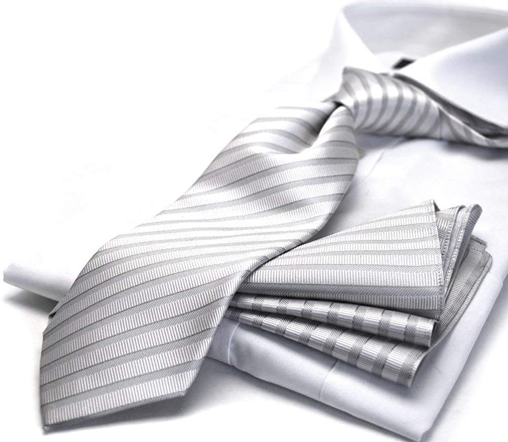 [MICHIKO LONDON] Formal Necktie and Pocket Square 2-Piece Set, 100% Silk, Made in Japan, M-CPN-176