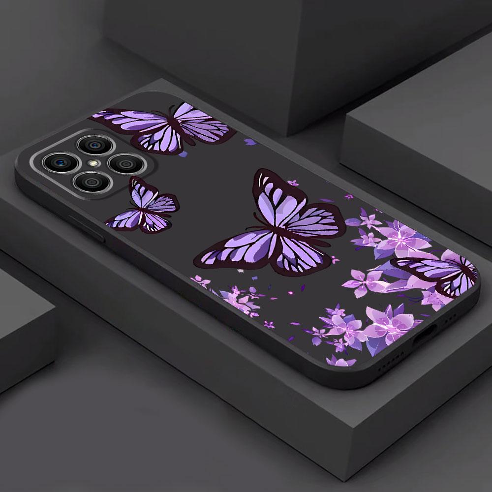 INS Retro Butterfly Cover Phone Case for Honor X9a Magic5 Lite 8X 70 X8a 90 Pro X8 X6 X7 X6a Magic5 Black Soft Funda Cases