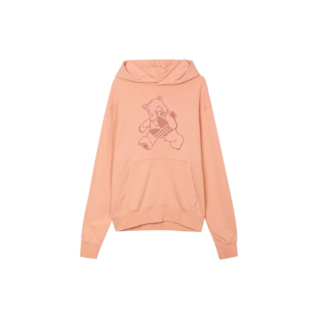 Adidas Originals Solid Color Bear Logo Patch Hoodie Unisex Hoodies Pink HJ7820