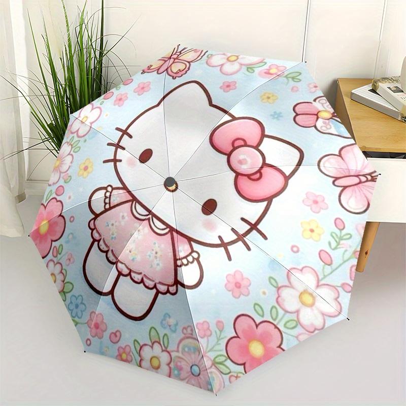 

Hello Kitty, Floral Automatic opening and closing folding umbrella with 8-rib frame and compact travel design, perfect for all occasions | S