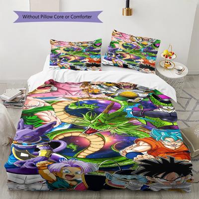 Son Goku Muster Bettwäsche, Steppbett Set Bettbezug Kissenbezug Zuhause Geburtstagsgeschenk (1 Bettbezug + 2 Kissenbezüge, ohne Füllung)