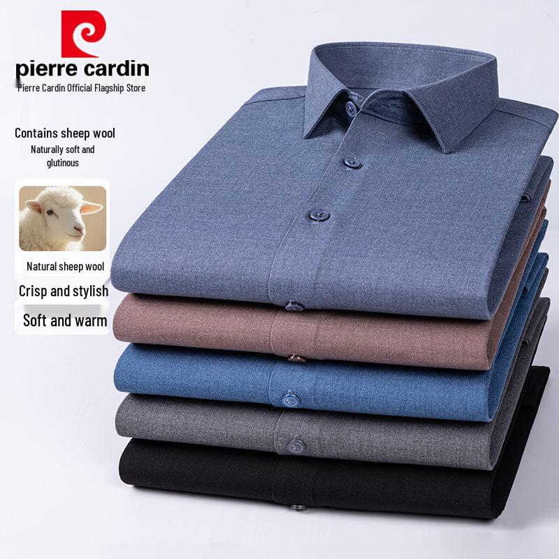 Pierre Cardin Men's Wool-Blend Wrinkle-Resistant Long Sleeve Shirt