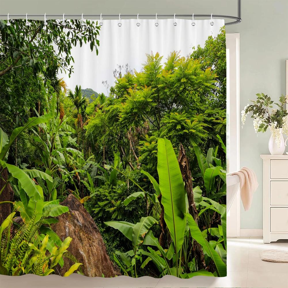3D tropical rainforest forest landscape printed shower curtain with hook bathroom waterproof polyester bath curtain home decor