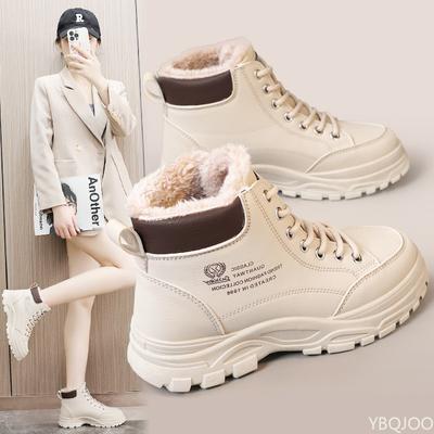 Nieuwe herfst winter hoge dames katoenen schoenen warme dikke zolen voor extra hoogte eenvoudige comfortabele anti-slip damesschoenen