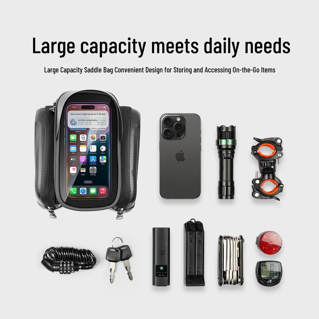 Cross-border Bicycle Front Beam Bag: Hard Shell Top Tube Handlebar Bag with Touch Screen for Phone – Mountain & Road Bike Accessory