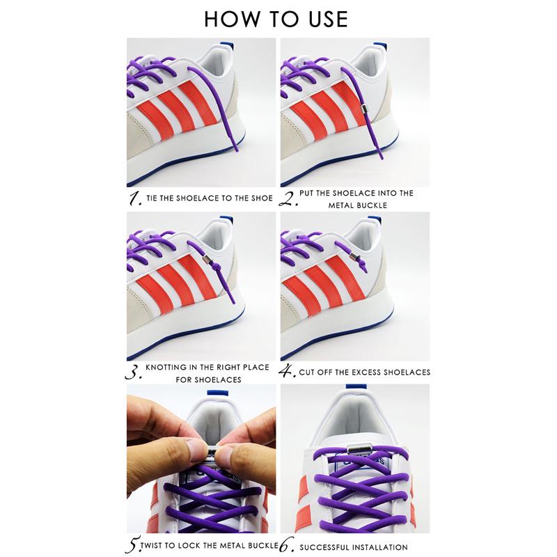 1 Paire Lacets Sans Nœud Ronds Élastiques Rapides Paresseux Lacets Chaussures Enfants Adulte Couleur Mode Lacets Baskets