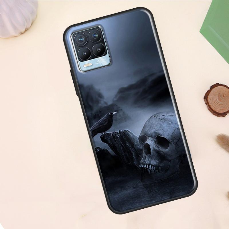 Skull Crow Flower Case For Realme C75 C63 C61 C55 C51 C53 C35 C65 C67 C71 11 12 13 14 15 Pro Plus GT6 GT7 Pro