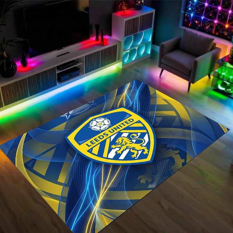 Design Calcio Leeds United Tappeto in Velluto di Cristallo Accogliente Non?Tappeto Stampato Antiscivolo per Camera da Letto Soggiorno Ingresso