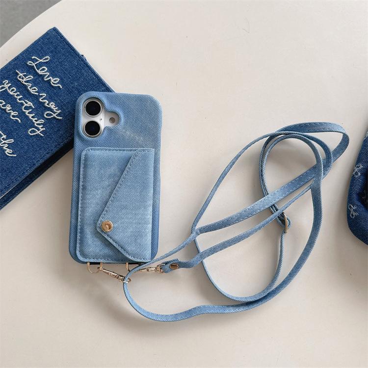 Applicable To iphone14Pro Denim Card Case Crossbody 11/12promax Envelope Card Case Change Protective Case