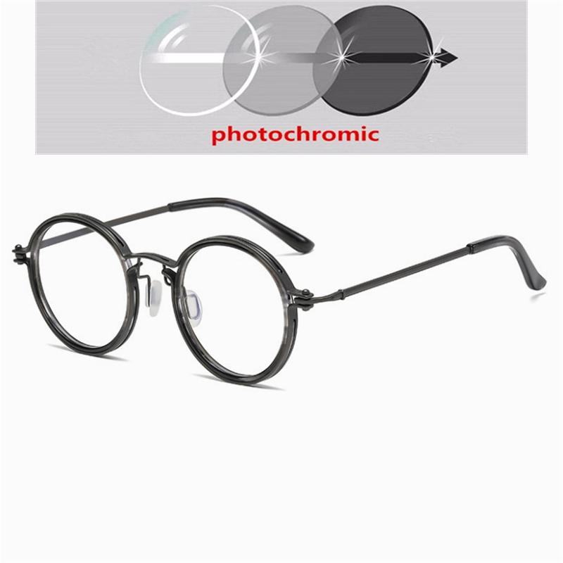 Anti Blue Rays Round Prescription Eyeglasses With Cylinder Brand Designer Metal Steampunk Nearsighted Glasses 0 -0.5 -0.75 To -6